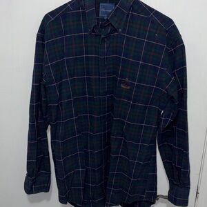 Faconnable Green and Blue Casual Button Down Shirt